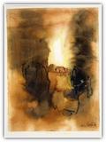 "Die Flamme fra� das Brandopfer" | Nr. 348 | undatiert | Zyklus: Elias | Aquarell | 75 x 56 (Rahmen: 81,5 x 66,5)