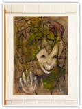 (ohne Titel) | Nr. 1411 | Datiert auf 1996 | Zyklus: Gesichter 96 | Aquarell | 72,5 x 50,5 (Rahmen: 80 x 65)