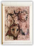 (ohne Titel) | Nr. 1414 | Datiert auf 1996 | Zyklus: Gesichter 96 | Aquarell | 74,5 x 55 (Rahmen: 80 x 65)