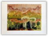"Farmland" | Nr. 2542 | Datiert auf 1966 | Zyklus: SW/Namibia | Aquarell | 29,5 x 38,5 (Rahmen: 40 x 50)