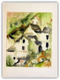 "6929" | Nr. 2652 | Datiert auf 1969 | Zyklus: Frankreich/Spanien | Aquarell | 60 x 49,5 (Rahmen: 80 x 60)