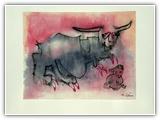 (ohne Titel) | Nr. 2984 | undatiert | Zyklus: Tiere | Aquarell/farbige Kreide | 48 x 62 (Rahmen: 65 x 80)